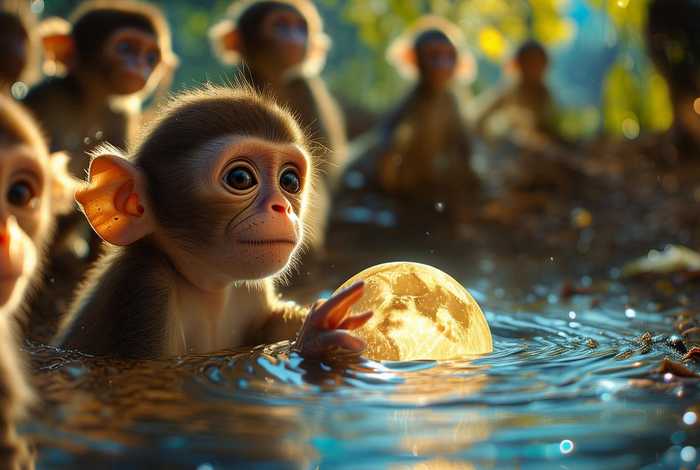儿童讲猴子捞月亮；猴子捞月亮的幼儿故事