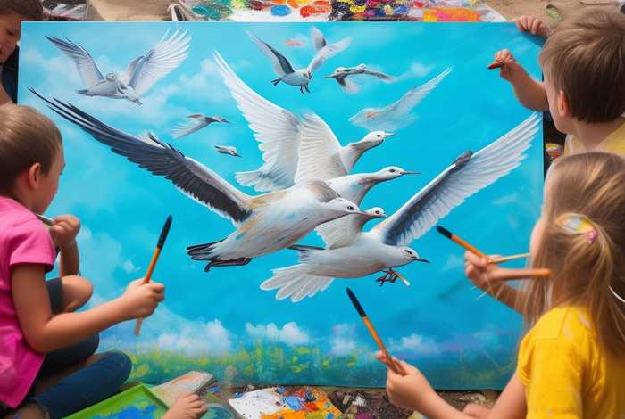 大雁儿童画，大雁儿童画涂什么颜色