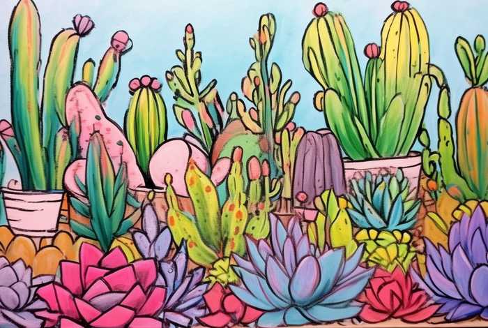 多肉植物儿童画 儿童绘画多肉植物
