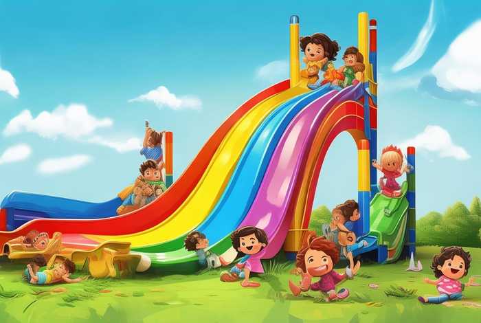 彩虹滑道儿童简笔画 彩虹滑道简笔画图片一年级