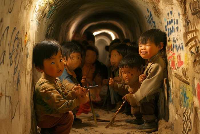 地道战儿童画 - 地道战儿童画图