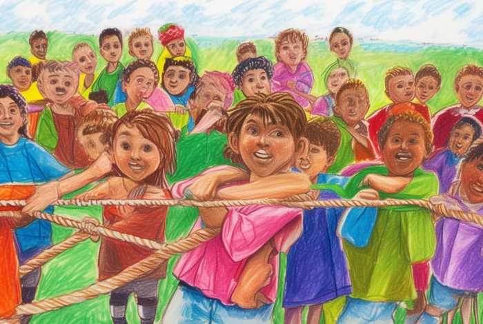拔河儿童画、拔河儿童画(一等奖)