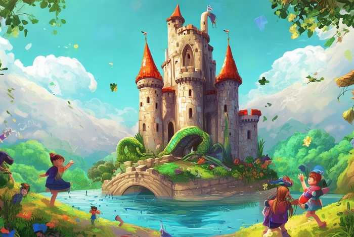 城堡儿童画写一个故事；儿童画画一个城堡