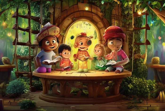 儿童讲故事树屋;树屋故事讲故事的四个小朋友 儿童讲故事树屋;树屋故事讲故事的四个小朋友