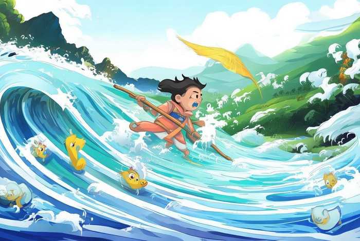 大禹治水的神话故事儿童画 - 少儿神话故事大禹治水