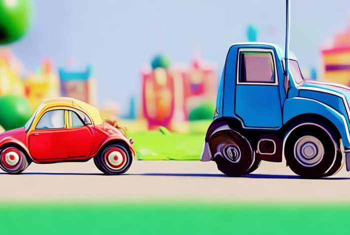 大卡车与小汽车的故事儿童动画，幼儿小汽车与大货车的故事