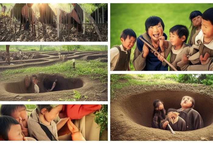 地道战儿童绘本 地道战儿童绘画