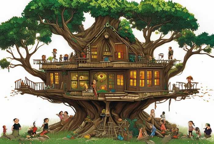 大树房子儿童故事、大树房子儿童画