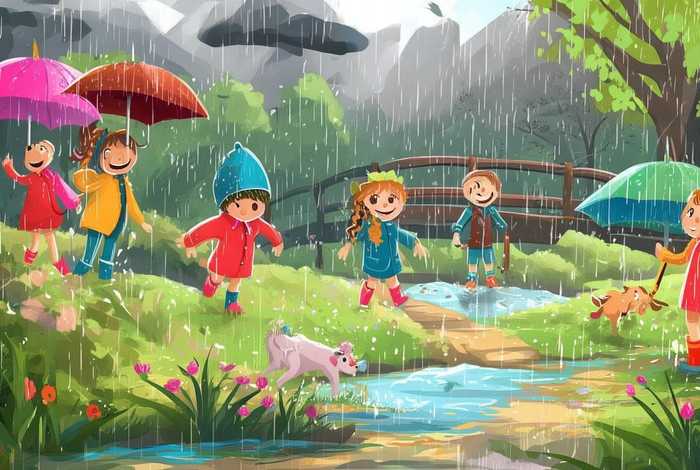 创意儿童画雨天的故事 - 关于雨天的儿童画