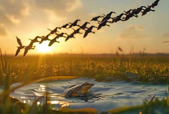 大雁和青蛙的故事说明了什么道理（青蛙和大雁的故事说明了什么道理）