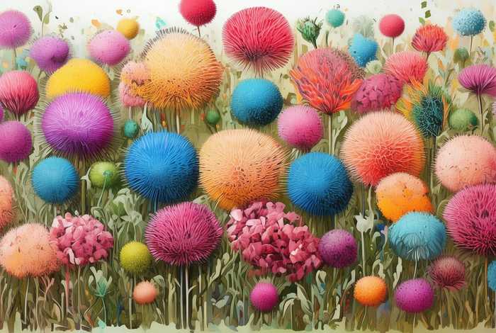 刺球花儿童画 刺球花儿童画图片大全