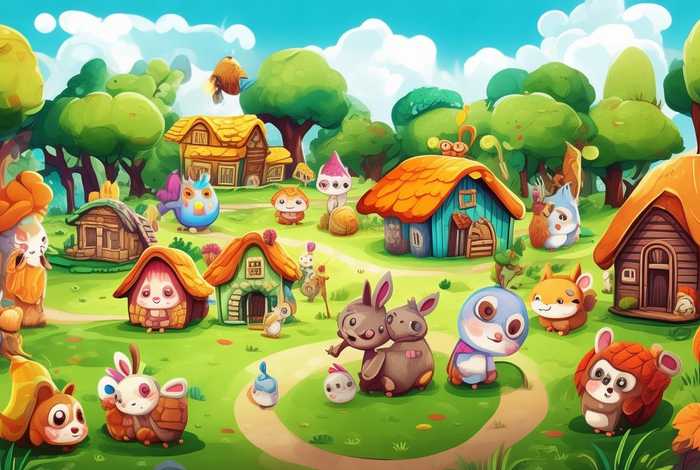 动物新村图片卡通；动物新家图片大全