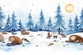 冬眠儿童图画 冬眠动物图片儿童绘画