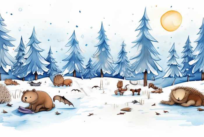 冬眠儿童图画 冬眠动物图片儿童绘画