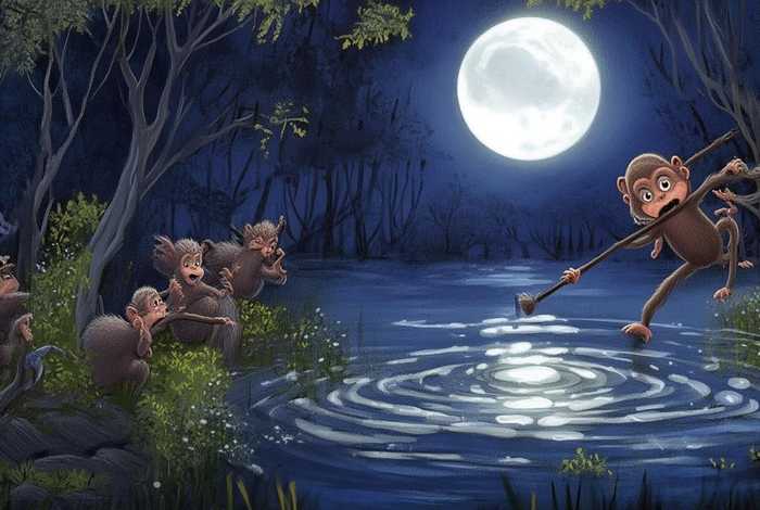 儿童讲故事猴子捞月、幼儿故事猴子捞月 儿童讲故事猴子捞月、幼儿故事猴子捞月