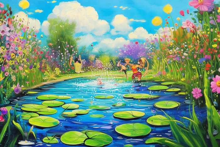 春天的池塘儿童画（儿童绘画春天的池塘）