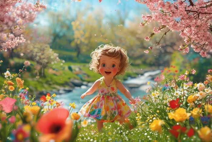 春花图的童趣 - 春花图中的童趣