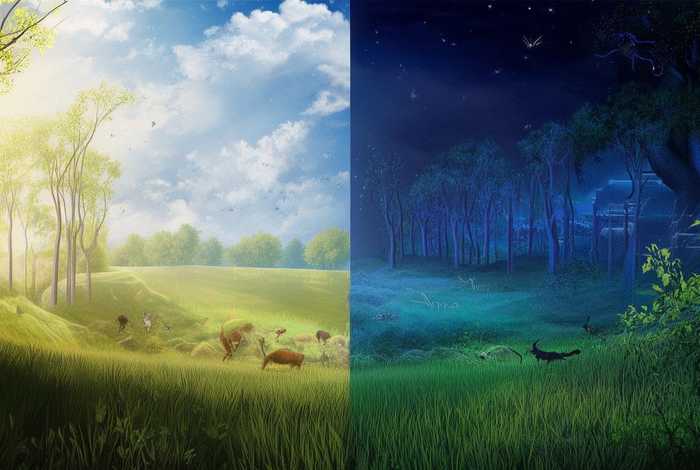 白天和黑夜的寓言故事，白天和黑夜的寓言故事图片