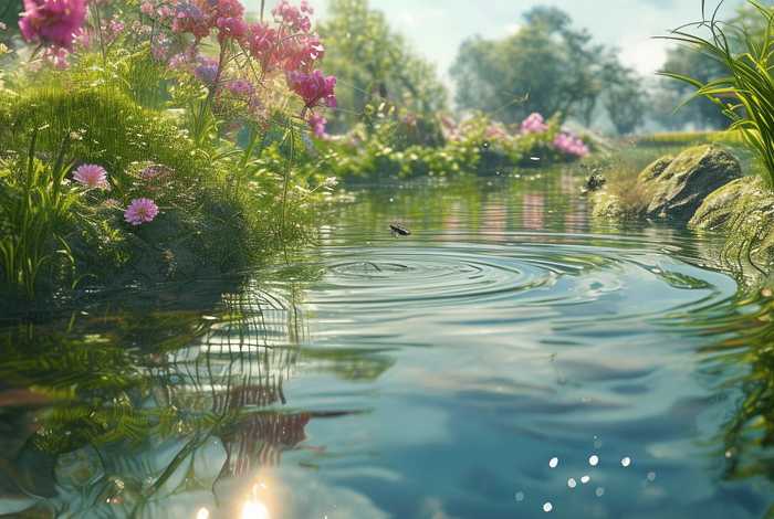 春天的小池塘简笔画（春天的小池塘简笔画图片）