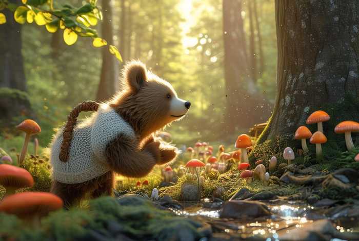 采蘑菇的小熊的故事；采蘑菇的小熊的故事背景故事