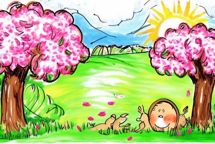 春天主题儿童画简笔画 - 春天主题画简笔画彩色 幼儿