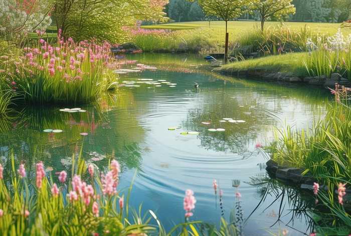 春天的池塘简笔画 - 春天的小池塘简笔画