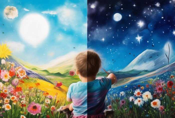 白天黑夜幼儿绘画(白天黑夜幼儿绘画图片) 白天黑夜幼儿绘画(白天黑夜幼儿绘画图片)