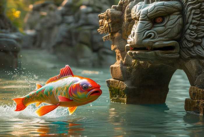 背的故事、小鲤鱼跳龙门3分钟简单又好背的故事