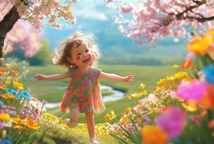 春花图的童趣 - 春花图中的童趣