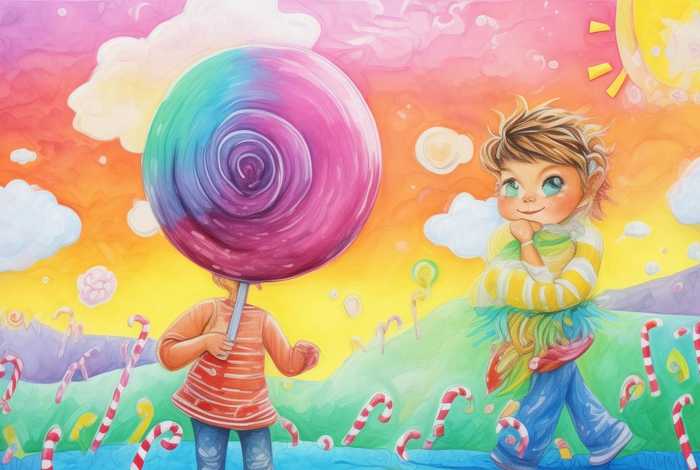 棒棒糖儿童画（棒棒糖儿童画图片）