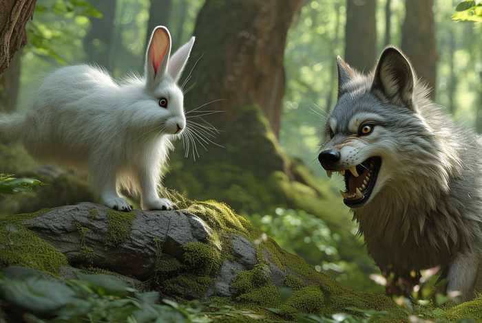 聪明的小白兔与大灰狼；聪明的小白兔与大灰狼作文