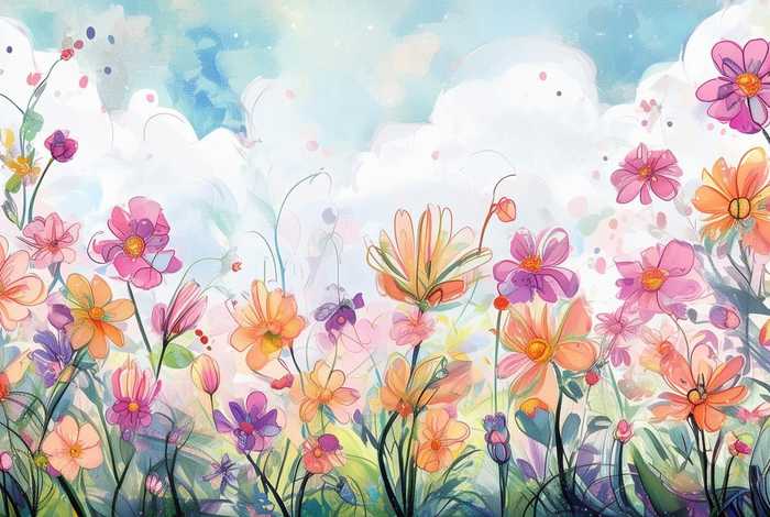 春花 童画（春花的画简单又漂亮）