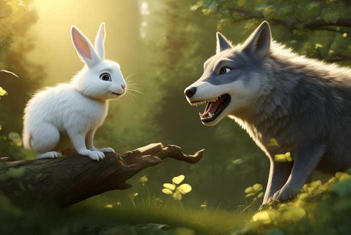 聪明的小白兔与大灰狼；聪明的小白兔与大灰狼作文