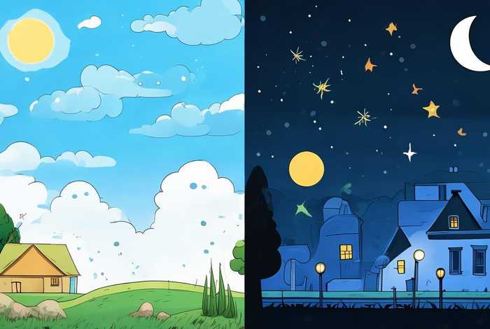 白天与黑夜故事绘本图片，白天与黑夜故事绘本图片简笔画