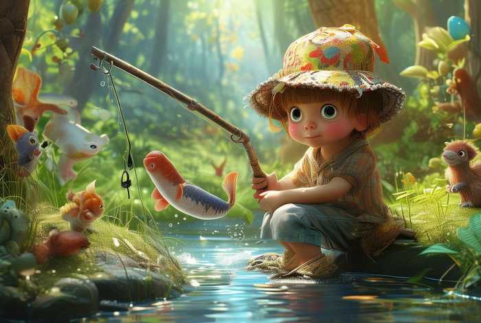 钓鱼故事民间传说儿童；钓鱼的幼儿故事
