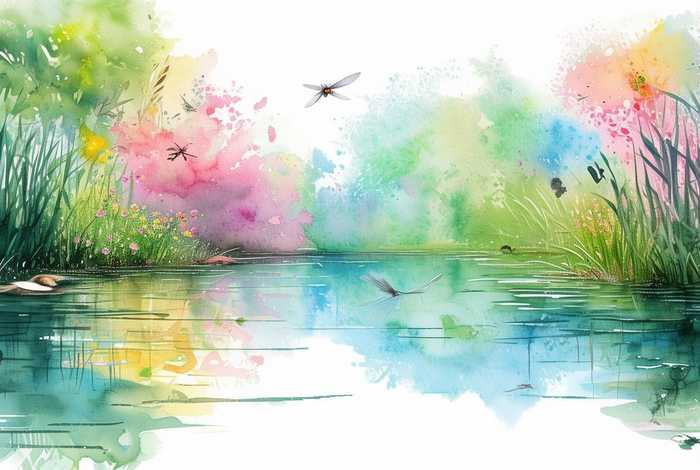 春天的池塘简笔画（春天的池塘简笔画色彩）