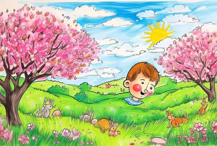 春天主题儿童画简笔画 - 春天主题画简笔画彩色 幼儿