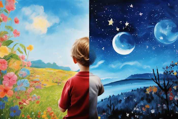 白天黑夜幼儿绘画(白天黑夜幼儿绘画图片) 白天黑夜幼儿绘画(白天黑夜幼儿绘画图片)