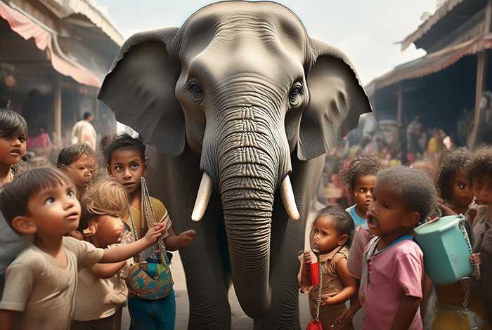 称大象故事；称大象的小孩故事