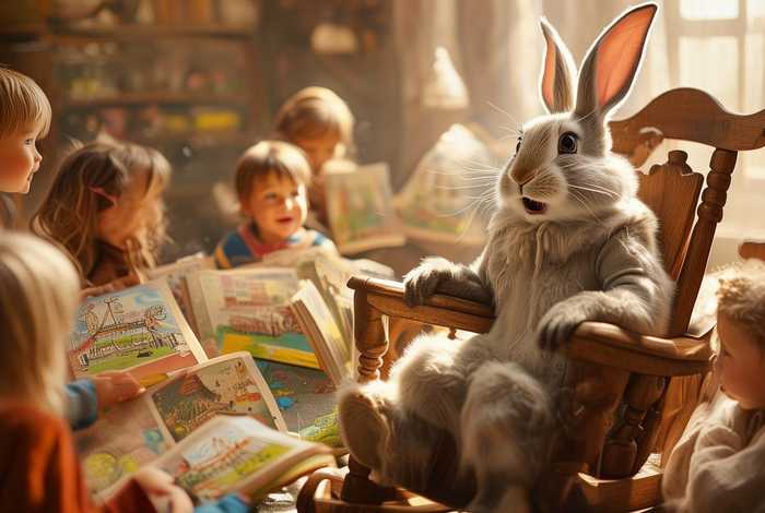 白兔奶奶的摇椅儿童故事、白兔奶奶的摇椅儿童画