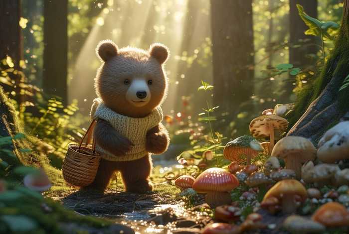 采蘑菇的小熊的故事；采蘑菇的小熊的故事背景故事