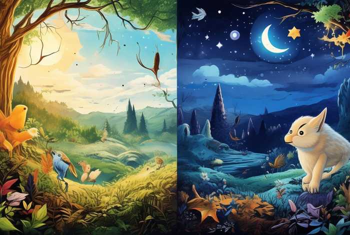 白天与黑夜故事绘本图片，白天与黑夜故事绘本图片大全