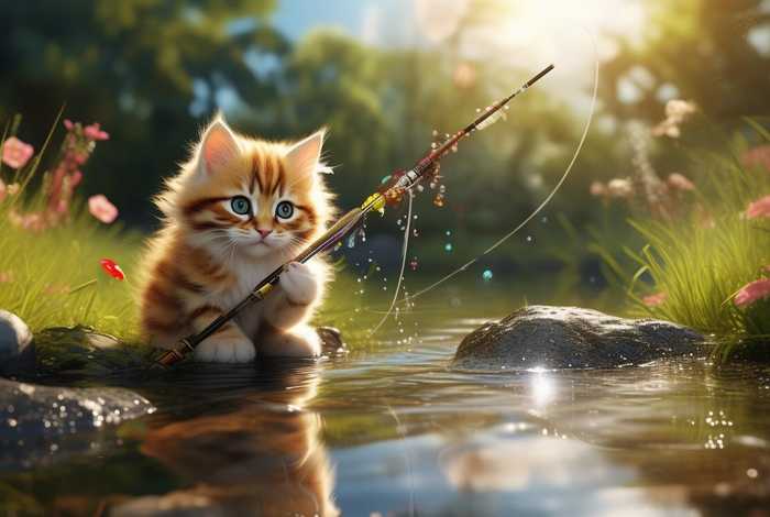 阿布故事小猫、阿布故事小猫钓鱼图片