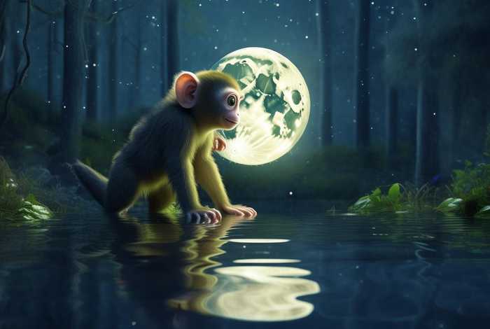 阿布故事小猴子捞月亮，寓言故事小猴子捞月亮
