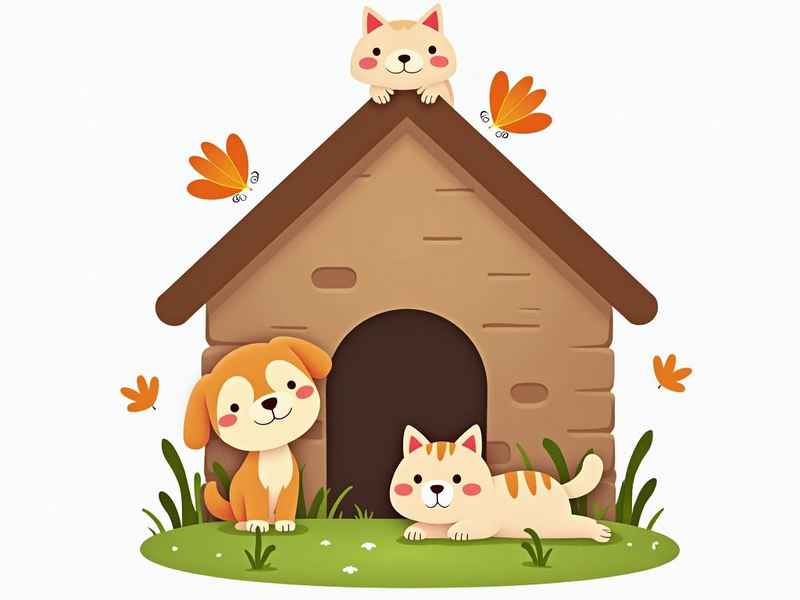 狗窝儿童简笔画 狗窝简笔画可爱颜色