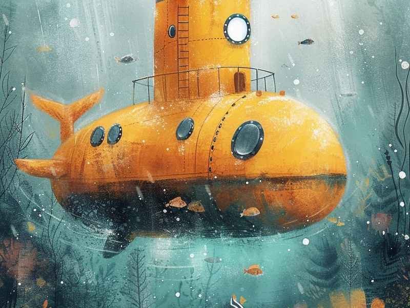 潜水艇童话，潜水艇的儿童画