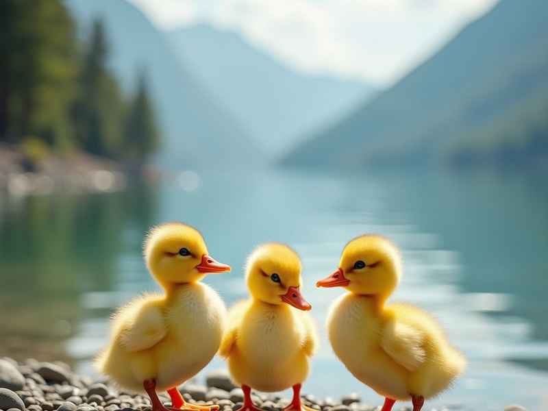 三只小鸭子图片；三只小鸭子和一个小朋友图片