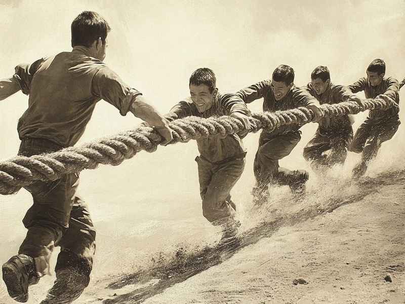 关于拔河的四宫格画、关于拔河的四宫格画画作品