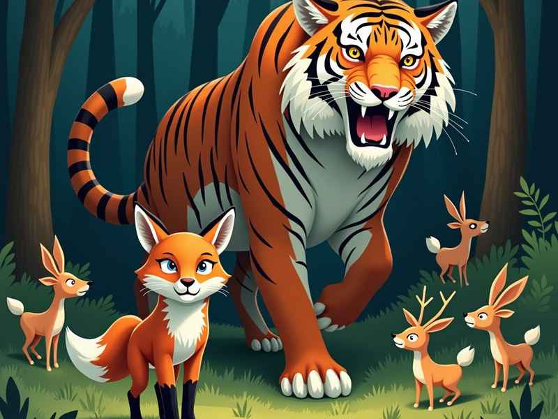 狐假虎威的寓言儿童画 狐假虎威的寓言故事怎么画
