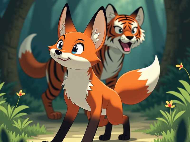 狐假虎威寓言故事简笔画、狐假虎威寓言故事简笔画二年级简单又好看